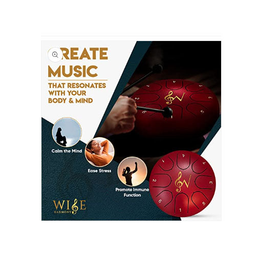 Wise Harmony 6" Steel Tongue Drum, Red