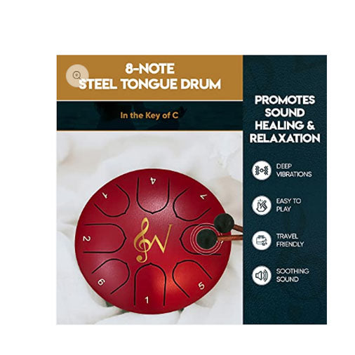 Wise Harmony 6" Steel Tongue Drum, Red