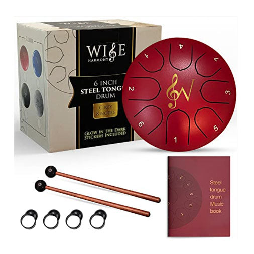 Wise Harmony 6" Steel Tongue Drum, Red