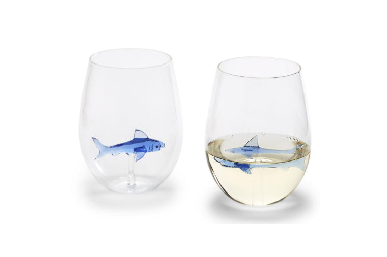 Great White Shark Stemless Wine Glass