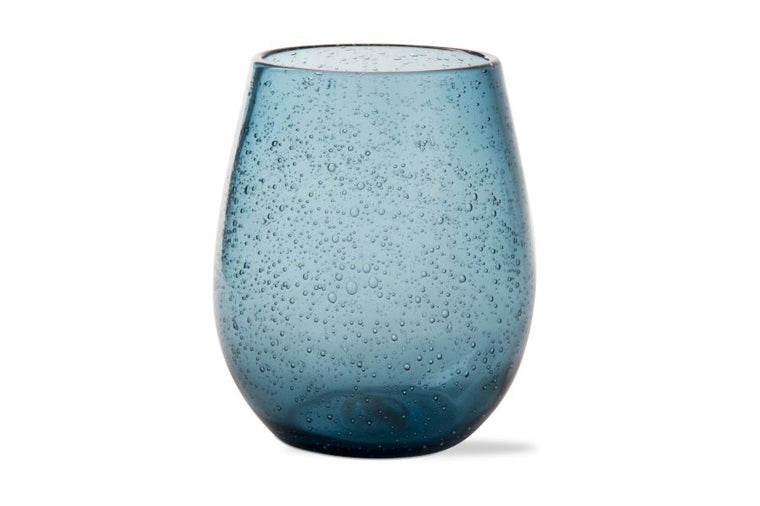 Midnight Blue Bubbles Stemless Wine Glass - TAG