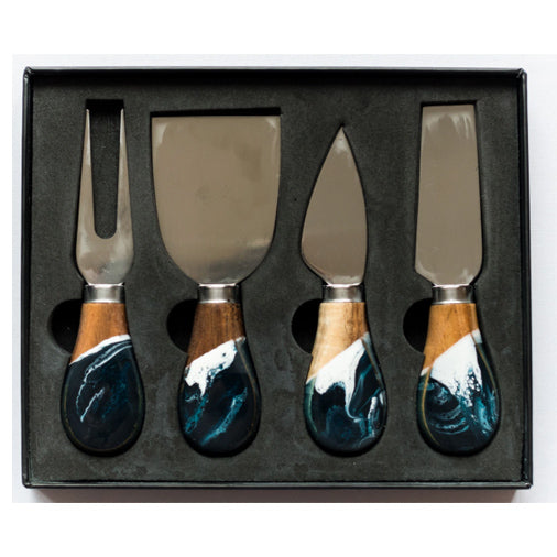 Lynn & Liana Cheese Knife Set, Navy & White
