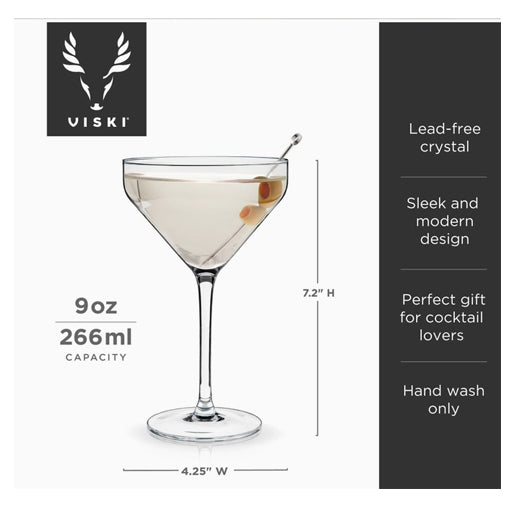 Raye™ Stemmed Angled Crystal Martini Glasses Set of 2
