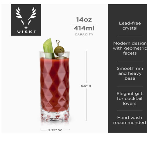 Gem Crystal Highball Tumblers Set of 2