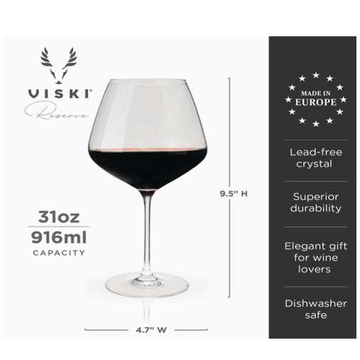 Reserve Inez European Crystal Burgundy Glasses Set of 4