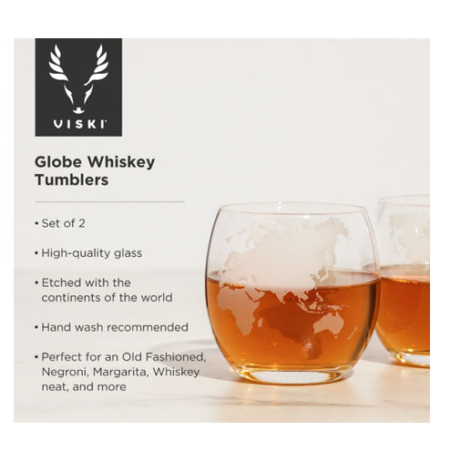 Globe Whiskey Tumblers by, Set of 2