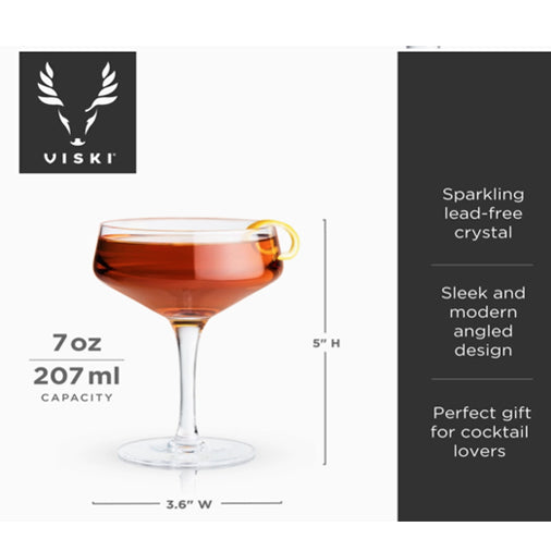 Raye™ Angled Crystal Coupe Glasses Set of 2
