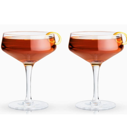 Raye™ Angled Crystal Coupe Glasses Set of 2
