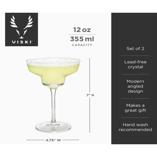 Raye™ Angled Crystal Margarita Glasses Set of 2