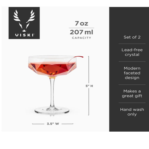 Seneca™ Faceted Crystal Coupes Set of 2
