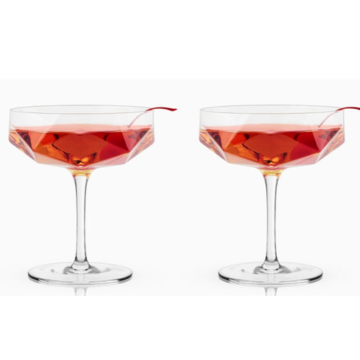 Seneca™ Faceted Crystal Coupes Set of 2