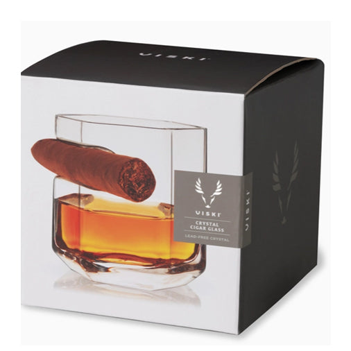 Crystal Whiskey Glass with Built in Cigar Holder