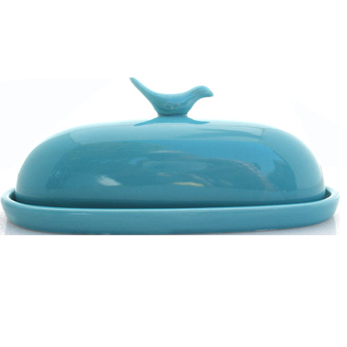 Teal Hummingbird Butter Dish