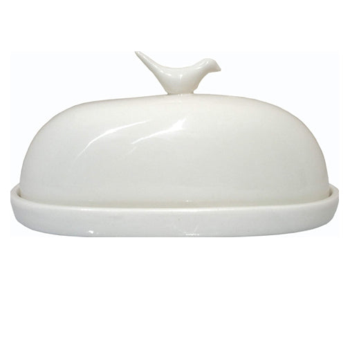 White Hummingbird Butter Dish