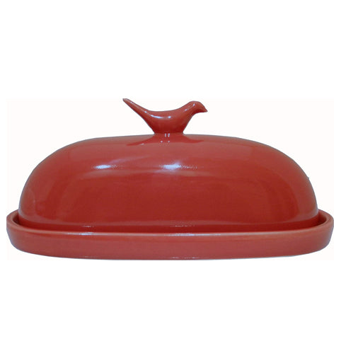 Red Hummingbird Butter Dish