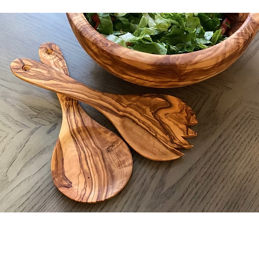 Olive Wood Salad Serving Set