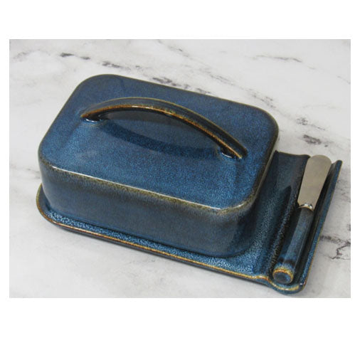 Porcelain Butter Dish w/ Matching Spreader - Navy