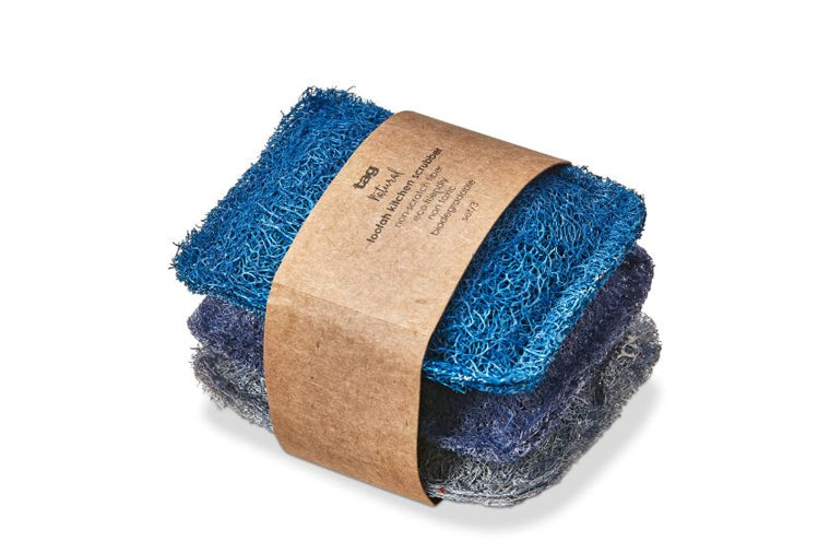 Loofah Set/3 Scrubbers Blue- TAG