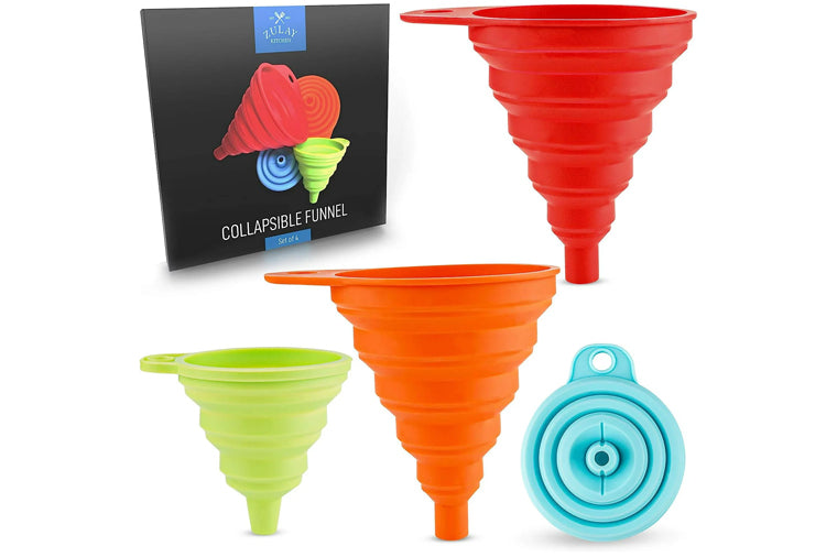 Zulay Kitchen Set of 4 Silicone Funnels