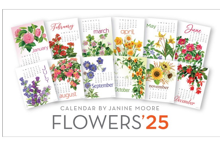 Art for Everyday - Janine Moore's 2025 Flowers Poster Calendar 11x14