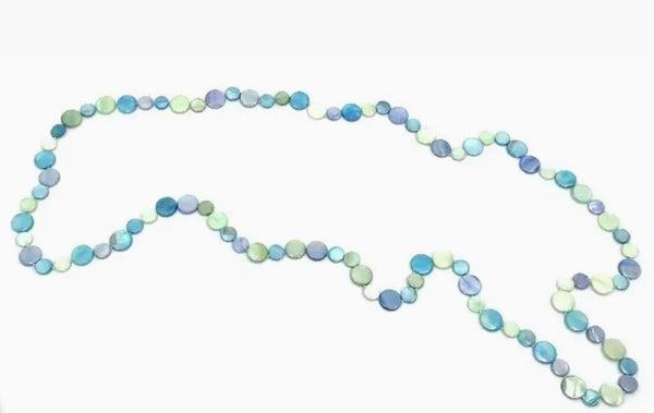 Sea Lily Single Strand Mother of Pearl Necklace – Blue Green