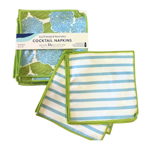 Hydrangea Kitchen Reusable Cocktail Napkins Set of 8