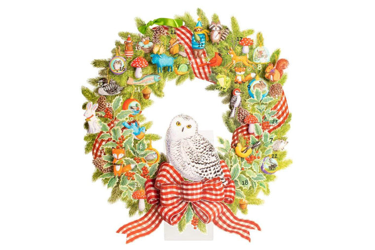 Caspari - Snowy Owl Wreath Advent Calendar