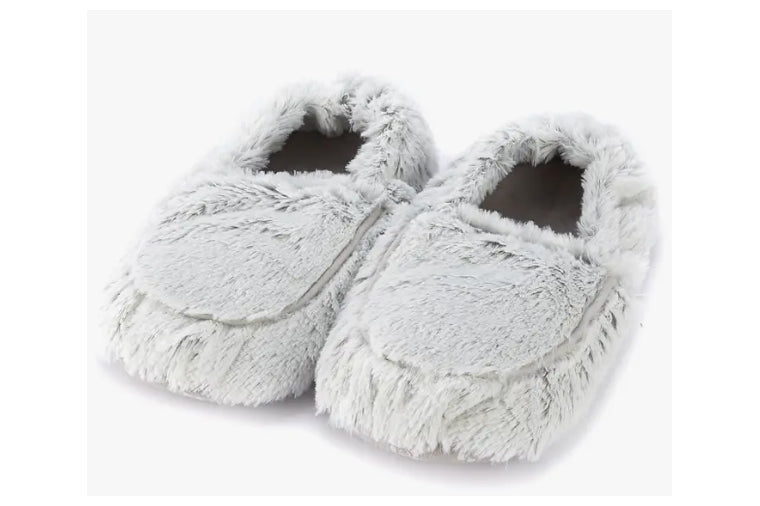 Microwavable Plush Warmies Slippers in Gray