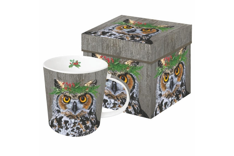 Patti Gay - Winter Berry Owl Gift-Boxed Mug