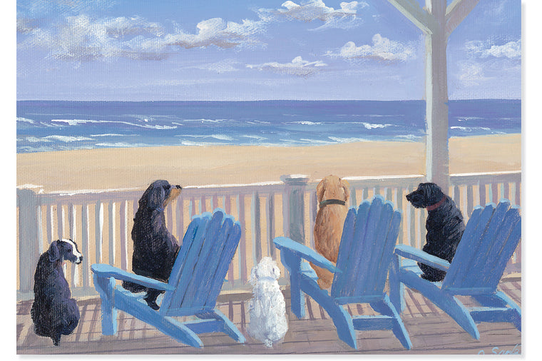 Dogs on Deck Chairs Note Cards