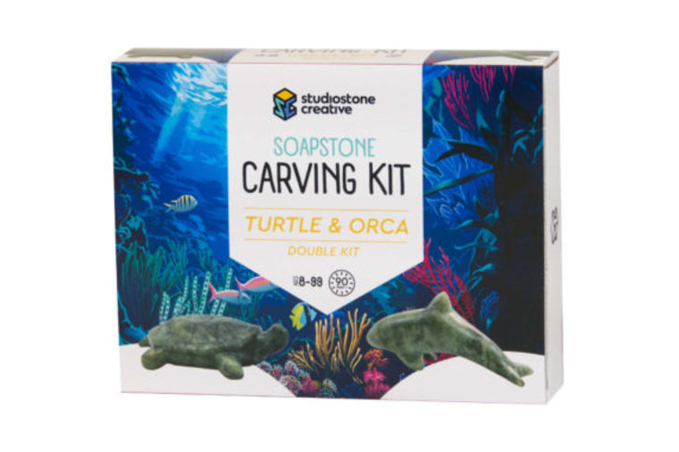 Turtle and Orca Soapstone Carving Kit