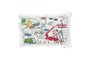 Working Wheels Color-In Pillowcase