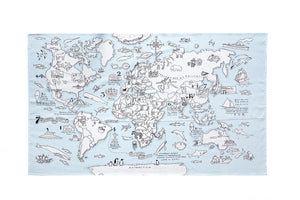 World Map Tablecloth - Color In and Learn