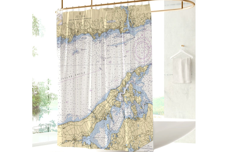 Eastern Long Island Sound Chart Shower Curtain