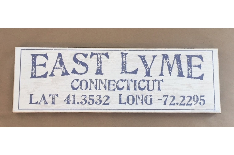 East Lyme Latitude and Longitude Sign