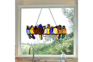 River of Goods - Marisol Multicolor Birds Stained Glass Window Panel