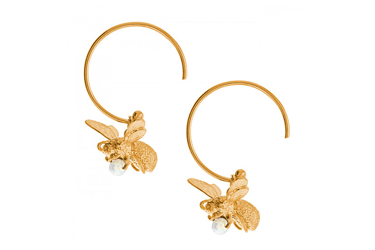 Alex Monroe - Flying Bee Gold Plated Hoops