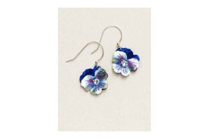 Holly Yashi - Garden Pansy Drop Earrings - Bonnie Blue
