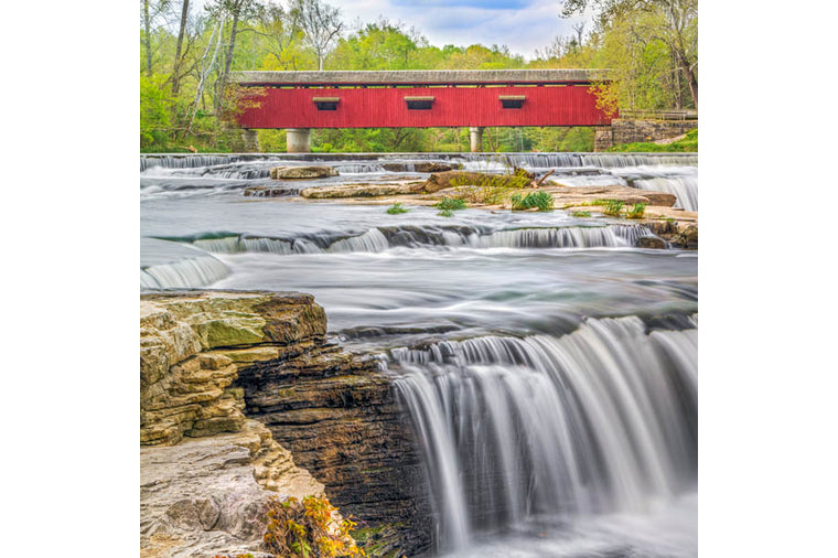 Red Covered Bridge Small Zen Art Puzzle